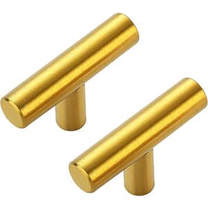 30 Pack Gold Cabinet Knobs 2 Inch  Brushed Brass Drawer Knobs Single Hole Gold T Bar Hardware Drawer Pulls for Kitchen Cabinets and Dressers