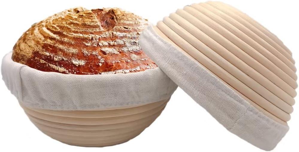7 inches Round Banneton Basket for Bread Proofing, Dough Proofing Bowls with Removable Liner, Good for Home Sourdough Bakers Baking, 2 Pack (7 inches Round 2 pack)