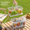 Fridge Organizer with Handle, Clear Refrigerator Organizers and Storage with Lid & Drain Trays, Large Capacity Fruit and Vegetable Storage BPA-Free for Fruits, Vegetables, Drinks