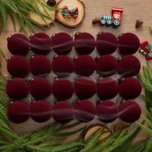 24PCS Light Scented Velvet Christmas Balls Ornament Shatterproof Velvet Xmas Tree Baubles Hanging Pendant for Winter Party Holiday Home Gift Office Yard Decor(Burgundy,2.36'')