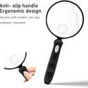 5 x Lakei Magnifying Glass 10X Handheld Reading Magnifying Glass, 90mm Shatter Resistant Lens, Non-Slip Rubber Handle, Suitable for Elderly Reading, Natural Exploration and Science Hobby(Black)