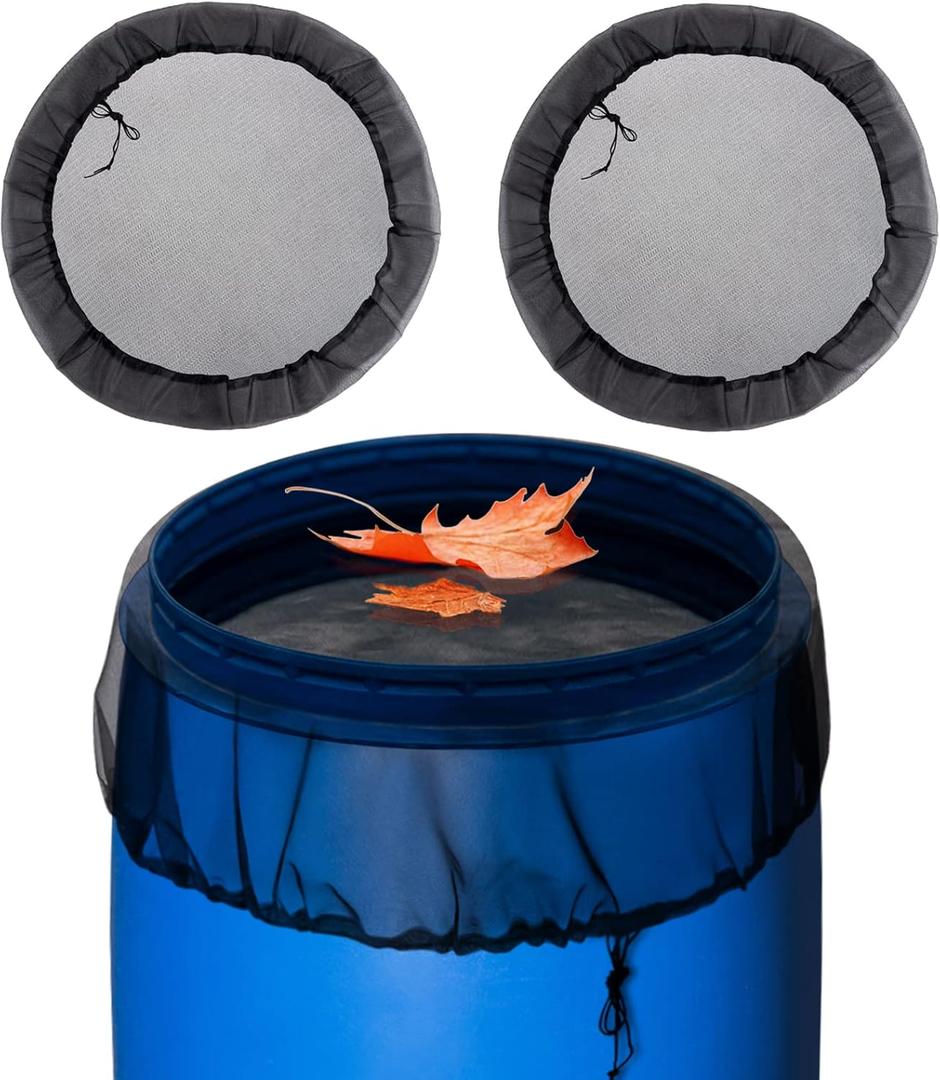Mesh Cover for Rain Barrels - 2pcs 39in Rain Barrel Netting with Drawstring, Water Collection Buckets Tank Protector Screen for Preventing Fallen Leaves in Outdoor Garden Eaves
