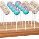 Acacia Wood Cake Pop Holder Stand for Drying 24 Holes Wooden Lollipop Display Stand Holder for Weddings Baby Showers Birthday Party Anniversaries Holiday - Fit 5/32" (4mm) Lollipop Sticks (Brown)