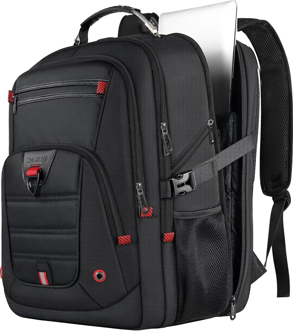 LifetimeWarranty Extra Large Travel Backpack With 52L Capacity, Long-Term Durability TSA Backpack,Anti-Theft 17.3" Big Business Laptop Backpack for Men&Women,Water Resistant College Rucksack Bag Black (17.3 Inch (20''x15''x10''))