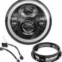 Z-OFFROAD Upgrade 7 Inch Motorcycle LED Headlight w/DRL White Halo DOT Kit Compatible with Harley Davidson Street Glide Road King Special Electra Glide Ultra Classic Fat Boy Heritage Softail