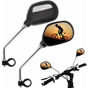 Bike Mirrors, 2Pcs Bicycle Large Wide Angle 360Adjustable -Bicycle Mirrors for Handlebar 22-26mm, for Mountain Road Bike Motocycle (Black)
