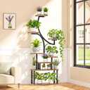 softeen Plant Stand Indoor with 4 Grow Lights & 3 Colors, 8 Tiered Corner Plant Shelf, 63" Tall Plant Stands for Indoor Plants Multiple, Metal Flower Display Shelves Holder for Home(Dark)