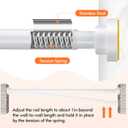 Shower Curtain Rod 31-80 in Adjustable Curtain Rod No Drilling Tension Shower Rod Stainless Steel for Bathroom Room Divider, White