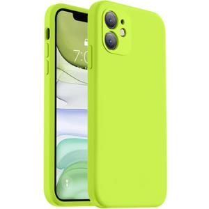 Vooii Compatible with iPhone 11 Case 6.1 inch, Soft Liquid Silicone with [Anti-Scratch Microfiber Lining] [Flat Edge] [Camera Protection] Shockproof Phone Case for iPhone 11 - Fluorescent Green