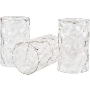 Kira Home Armada II 7" Glass Shades, Clear Hammered Replacement Glass, 1-5/8" Fitter Opening for Threaded Medium Base Socket, 7" x 4", 3-Pack