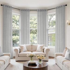 MIULEE Grey Linen Curtains 102 Inch Long 4 Panels Light Filtering Window Drapes with Rod Pocket Back Tab for Living Room Bedroom Farmhouse Decor 42" W x 102" L Inches