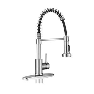 Kitchen Sink Faucets, Kitchen faucets with Pull Down Sprayer WEWE sus304 Stainless Steel Brushed Nickel Single Handle Single Hole Faucet for Farmhouse rv Utility bar Laundry Sinks