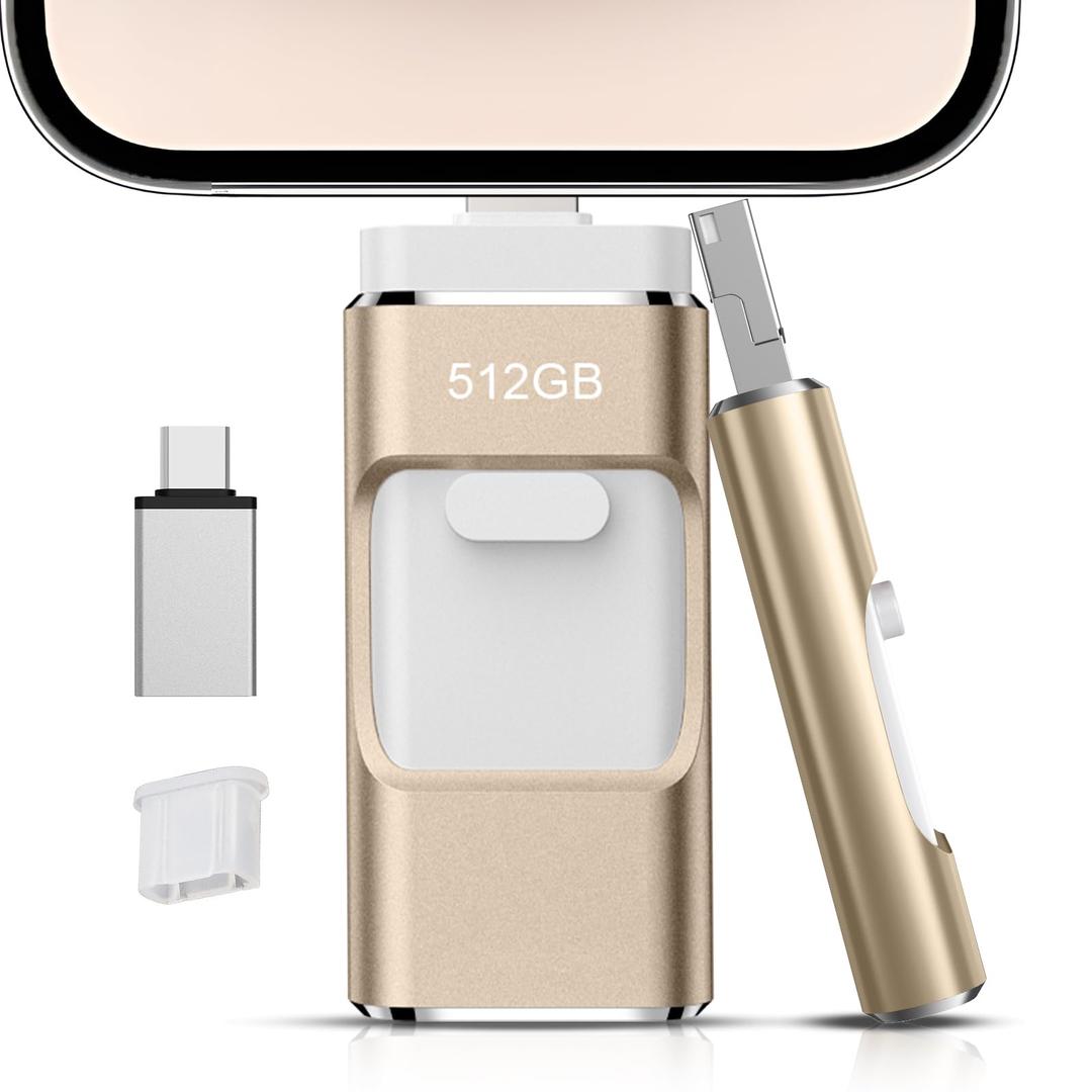 512GB Flash Drive[No App Required] Intended for Phone Tablet Androidphone and Computers, 4 in 1 Photo Stick for Phone Memory STO