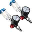 Honoson 1 Packs Air Adjusting Regulator Valve 1/4 Inch with Pressure Gauge and Water Trap Filter, Oil Separator Water Pressure Compressor Regulator for Air Spray Paint Gun Cleaner