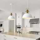 12 Inch Sandy White Farmhouse Pendant Lights for Kitchen Island Industrial Adjustable Height Vintage Dome Hanging Light Fixtures for Barn,Dining Room 1 Pack