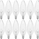 CYLYT 12-Pack E12 Candelabra Light Bulbs 40W Warm White 2500K, 380 Lumen Chandelier Light Bulb for Ceiling Fan, Indoor or Outdoor, B10 Clear Incandescent Candle Bulbs, Dimmable