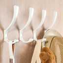 saffruff 4 Pack White Large Wall Hooks Hanging Heavy Duty, Coat Hanger Hook Wall Mounted, Screw in Metal Door Hooks for Hanging Coats, Backpack, Purse, Towel