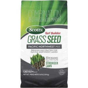 Scotts Turf Builder Grass Seed Pacific Northwest Mix - Grass Seed Plus Lawn Fertilizer & Soil Improver, Premium Mix, Covers Up to 1,865 sq. ft., 5.6 lb.