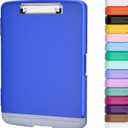 Piasoenc Clipboard with Storage, 8.5 x 11 Organization Box with Pen Holder and A4 Legal Paper Folder, Heavy Duty Plastic, Folio & Side-Opening, Low Profile Clip for Nurses, Teachers,Deep Lake Blue