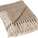 DII Rustic Farmhouse Double Diamond Woven Throw, 50x60, Brown