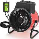 Buyplus Greenhouse Heater with Digital Thermostat, 1500W Outdoor Heaters for Patio, Overheat Protection & 3S Fast Heating, Electric Space Heater for Patio, Garage, Greenhouse, Flower House, Red