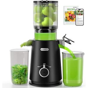 Cold Press Juicer, Wide Mouth & Large Feed Chute, Juicer Machines For Whole Fruits & Vegetables, Slow Masticating Self Feeding for Juice Extractor Machine, Easy to Clean, High Juice Yield