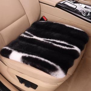 2 Piece Front Faux Sheepskin Fur Car Seat Cover, 17 Inchs Thin Fluffy Cute Black Car Seat Cover for Fuzzy Soft Auto Universal Plush Vehicle Seat Protector Pad Accessories