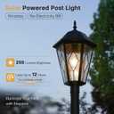 Solar Post Light Outdoor, Dusk to Dawn Vintage Post Lamp with Pier Mount Base, Wireless Black Waterproof Fence Pole Light with Art Glass for Garden Yard Patio Entryway, Head+Base