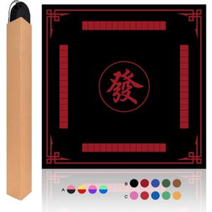 Mahjong Mat, 31.5 in x 31.5 in Mahjong Table Mat for Tile Game, Anti Slip and Noise Reduction Table Cover for Poker Card Board and Dominoes(Black)