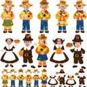 gisgfim 80Pcs Fall Scarecrow Cutouts Fall Thanksgiving Decorations Bulletin Board Personalized Scarecrow Chef Pumpkin Paper Cut-Out Classroom Decor for Autumn Harvest DIY Craft Photo Wall Favor Supply