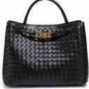 Woven Bags for Women Bowknot Small Tote Shoulder Hobo Crossbody Bags PU Leather Handwoven Woven Purse