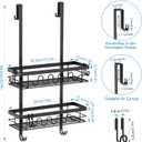 Over the Door Shower Caddy Hanging, 3-in-1 Rustproof Shower Organizer for Glass Door, No Drilling Shower Shelves with 4+3 Hooks, Wave Design, Stable, Adjustable Suitable for Kitchen/Bathroom/Balcony