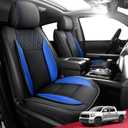 FREESOO Tundra 2007-2021 Full Set Seat Covers Faux Leather, Custom Fit for Toyota Tundra Crewmax Cab, Truck Seat Covers BlackBlue