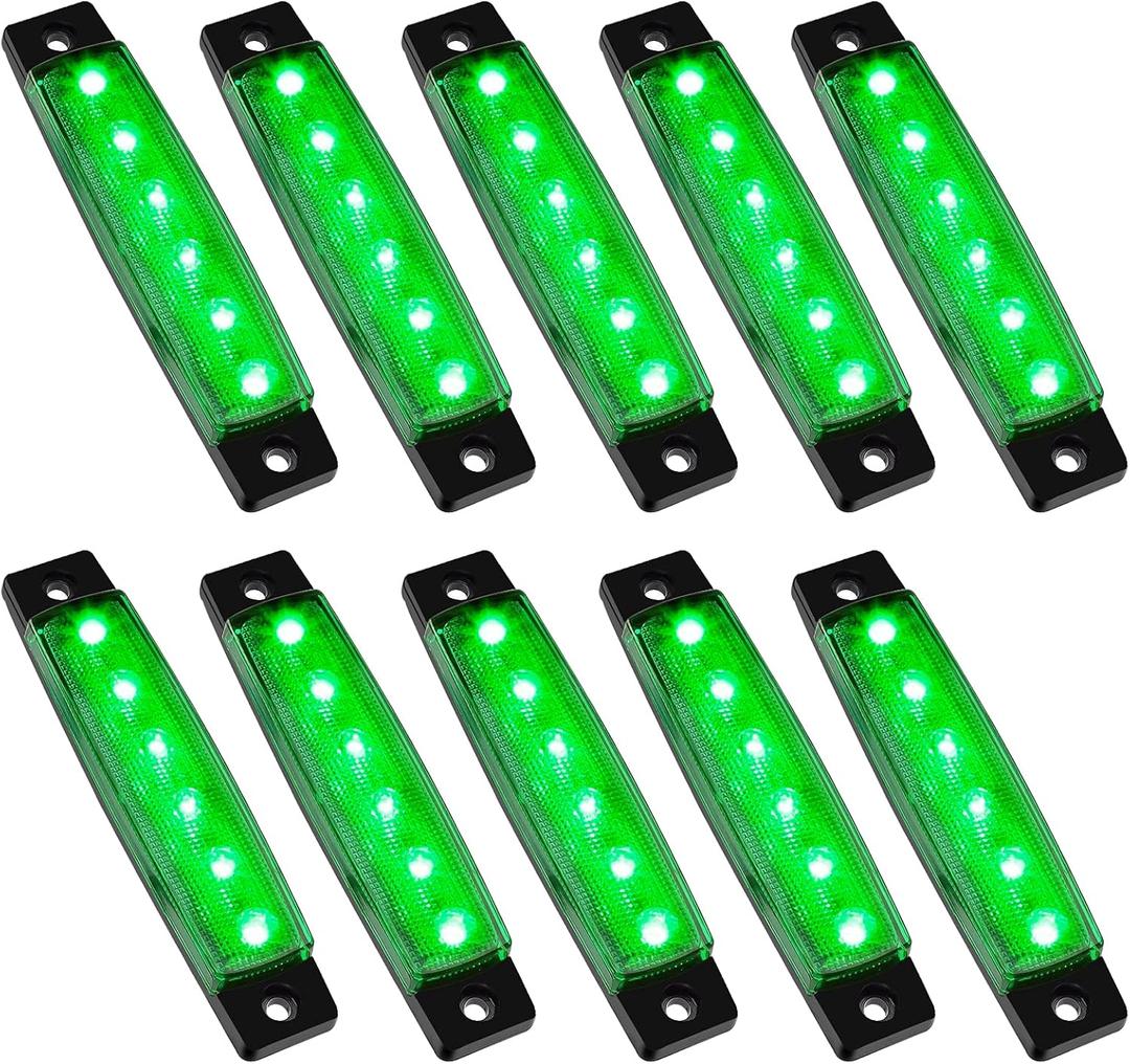 PSEQT 10 Pcs LED Rock Strip Lights Car Under glow Wheel Fender Well Lighting Kits Waterproof for Golf Cart Wrangler Offroad Truck RV UTV ATV Snowmobile (Green)