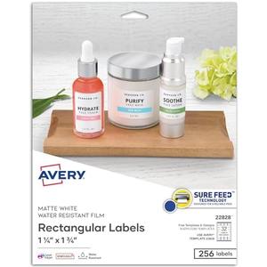 Avery Printable Blank Rectangle Labels, 1.25" x 1.75", White, 256 Customizable Labels (22828)