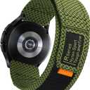 Soft Cloth Loop Wide Bands Compatible with Samsung Galaxy Watch 3 45mm Band/Galaxy Watch 46mm/Gear S3 Frontier, 22mm Sport Smart Watch Bands Adjustable Quick Release Straps for Women Men. (Green)