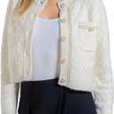 URBAN REVIVO Women's Knit Cardigan Sweaters Casual Long Sleeve Open Front Button Down Cropped Jackets (XL)