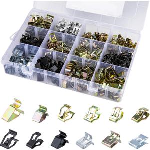 240 PCS 12 Sizes Auto Car U-Clips, Metal Trim Clips, Trim Moulding Clip Kit, Automotive Trim Moulding Fastener Clips, Universal Metal Dash Retainer Clips Replacement for Most Cars