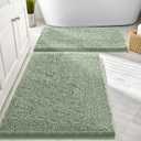 Smiry Bathroom Rugs Sets 2 Piece, Soft Absorbent Chenille Machine Washable Non Slip Shaggy Bath Rug Set for Tub, Shower, and Floor (30x20+24x16, Sage Green)