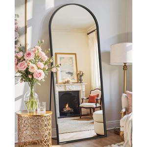 Arched Full Length Mirror, 56"x20" Gold Standing Body Mirror for Wall, with Aluminum Alloy Frame for Bedroom, Living Room, Dressing Room (Matte Black)