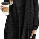 OFEEFAN Long Sleeve Shirts for Women Long Sweaters with Pockets Tunic Tops Loose Fit, Black , L