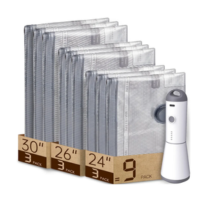 Vacbird Vacuum Bags for Travel with Rechargeable air Pump, Carryon Size Compression Packing Bags for Luggage and Suitcase, Space Saver for Clothes and Clothing 9 Combo Travel Size