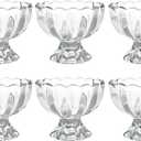 DNIENKGE Iced Cream Dessert Bowl，Set of 6，6oz Vintage Glass ware with Heavy Base, Drinking Cup for Sundae, Fruit, Ice Cream, Snack, Condiment