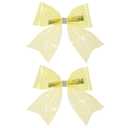 2 x PVC Hair Bow Clips Cute Glitter Hairpins Girls Teens Alligator Hair Accessories for Summer Beach Seaside Party, Yellow