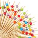 Cocktail Picks 200 Pcs Fancy Toothpicks for Appetizers 4.7 Inch Pearl Cocktail Picks Bamboo Toothpicks for Easter Party Decorations Wedding Charcuterie Boards Drinks Fruits(Bright Color)