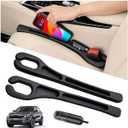 Car Seat Gap Filler Organizer 2Pcs,Car Accessories with Safety Hammer,2 in 1 No Drop Seat Guard with Storage Slot for Phone,Keys,Universal Interior Gap Filler for Cars SUV Truck,Black