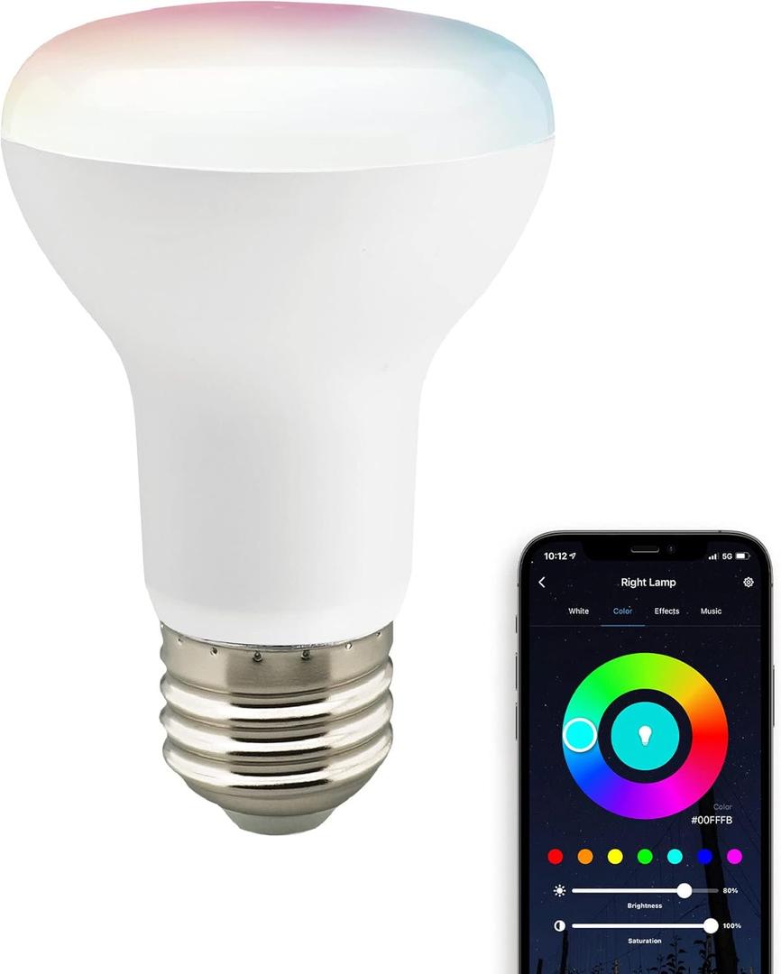 Satco S11283 Starfish WiFi-Control R20 LED Color-Changing and Tunable White Smart Light Bulb, 6 Watts, 2700K-5000K