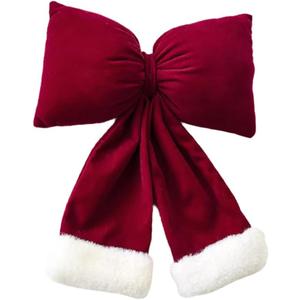 Velvet Burgundy Bows Christmas Ornaments Hanging Christmas Tree Decorations Bows Pendants Indoor Outdoor Christmas Party Decorations for Home Gifts (Medium)