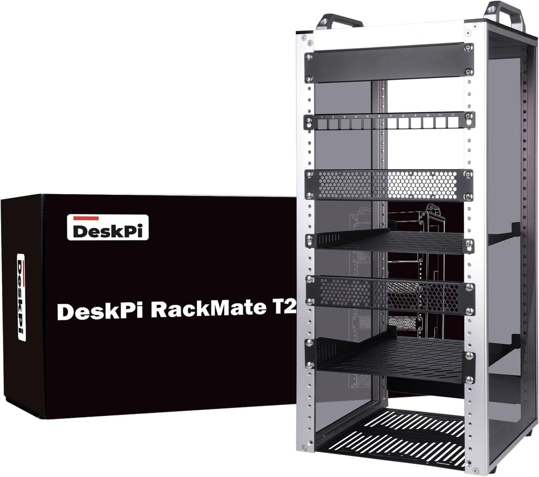 GeeekPi 12U Server Cabinet, 10 inch Server Rack for Network, Servers, Audio, and Video Equipment, DeskPi RackMate T2 Rackmount, 10.23 inch Depth (Silver)
