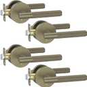 Asidrama 4 Pack Brushed Antique Brass Privacy Door Handles, Door Lever with Door Knobs Indoor for Bedroom or Bathroom, Heavy Duty Door Handles Interior with Locks for Left Right Sided Doors